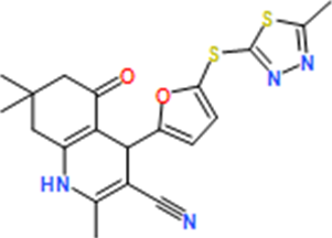 2,7,7-Trimethyl-4-(5-((5-methyl-1,3,4-thiadiazol-2-yl)thio)furan-2-yl)-5-oxo-1,4,5,6,7,8-hexahydroquinoline-3-carbonitrile
